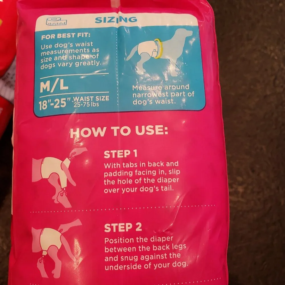 Dono Disposable Dog Diapers Female, Super Absorbent Doggie Diaper, Size: M/L